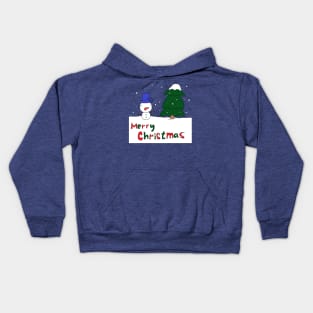 Merry Christmas, Snowman, Tree Kids Hoodie